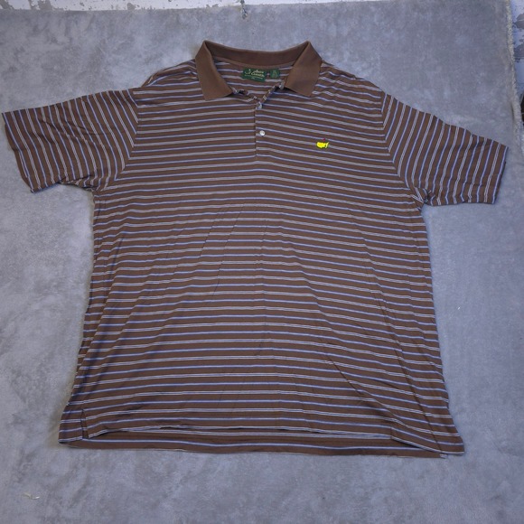 Amen Corner Other - Amen Corner Polo Shirt Mens XXL Brown Striped Pima Cotton Masters Golf Preppy